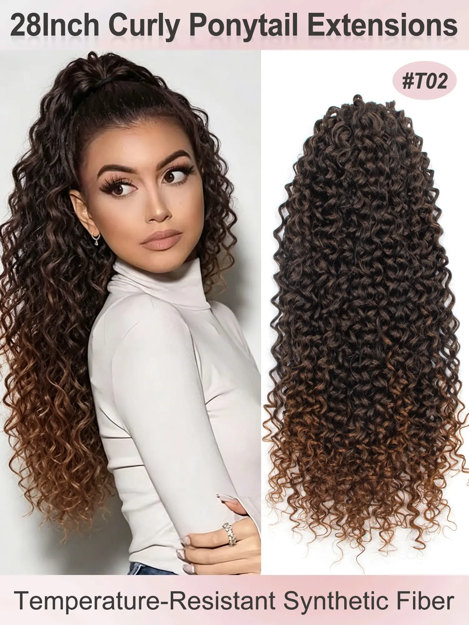 28inch 70cm Deep Deep Wave Clip-On High Ponytail Wig, Braided Hair Wigs, Premium Synthetic Hair, Heat-Resistant Synthetic Fiber, Natural Curly Hairstyle, Wavy Curly Ponytails, Women's Daily Use