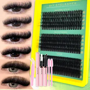 300pcs DIY Eyelash Extension Kit, Dense D Curl, Mixed Length, Liquid Form, No Ca Prop 65, Non-Flammable, Perfect for Home Use, DIY Dramatic Lashes