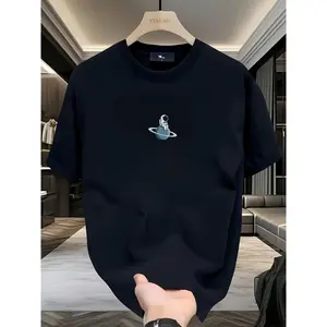 Men's Heavyweight 100% Cotton Graphic T-Shirt Solar System Planet Print Casual Short Sleeve Tee Round Neck Summer Top for Teens & Young Adults Machine Washable Regular Fit Streetwear Soft Sweatshirt TshirtHL8