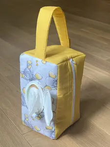 Yellow Elephants Peanut Pouch - Baby and Toddler Essentials Bag with Handle, Wipe Hole and Keyring