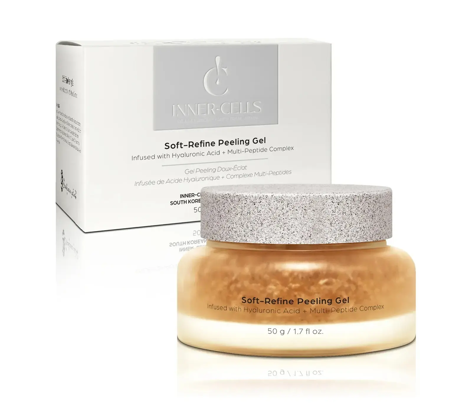 Inner Cells Soft-Refine Peeling Gel -50g/1.7fl.oz- Infused with Hyaluronic Acid + Multi-Peptide Complex - help remove buildup in pores