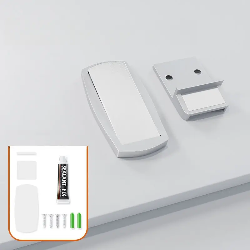 Zinc alloy silver brushed finish, 1 piece [strong magnet, ultra-thin] Door gap 5–15 mm