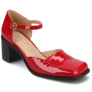 Journee Women's Evangeline Medium and Wide Width Pumps, Patent/Red 8.5