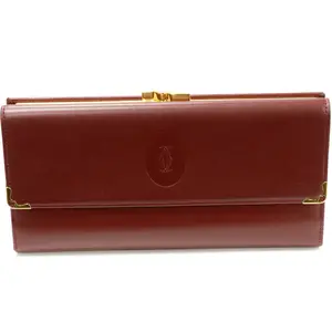 Pre-owned Cartier Calfskin Small Leather Goods Must Line Calf Long Wallet