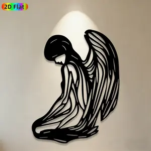 1pc Kneeling Angel Metal Wall Art, Serene Kneeling Angel Statue Mural, Ideal Gift for Christmas, New Year, Angel Decor Enthusiasts, Rust-Resistant Metal Wall Decor Wall Sculptures, Perfect for Living Room Wall & Garden Fence Angel Art Enthusiasts