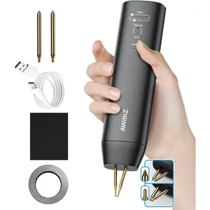 11 Gear Adjustable Double-ended Replaceable Pen Tip Spot Welder, Automatic and Manual Modes, Welding Plated Nickel Sheets for DIY 18650 Battery Black Upgrade