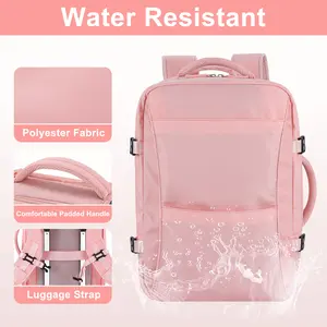 Large Travel Backpack Carry On for Women Personal Item Airline Approved Water Resistant Weekender Bag with USB Charging Port Pink Flight Approved Laptop Backpack