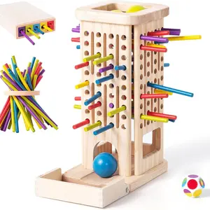 3-In-1 Montessori Wooden Falling Ball Tower Game, Educational Color Sorting & STEM Toy for Toddlers 3-6, Perfect Gift for Birthday & Christmas