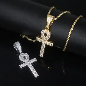 New couple cross pendant golden silver European and American punk style hip hop necklace jewelry