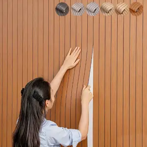 Self-Adhesive Wood Grain Panel Wall Sticker, Easy DIY Ceiling Partition, Suitable for Multiple Indoor Scenarios, TV Background, Hallway Decor
