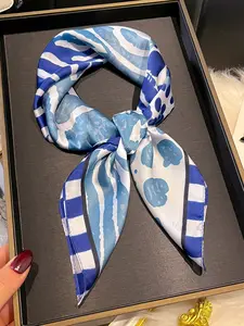 Women's Boho Fashion Elegant Leopard & Zebra Print Scarf, Breathable Multi-Functional Head Wrap, Suitable for Daily Wear