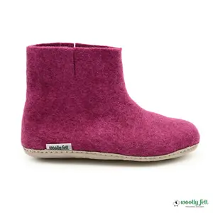 Dark Pink Ankle Boot - Handmade Indoor Wool Boot - Unisex Indoor Boot - Adult Booties - Gift
