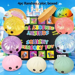 4pc Cute expression big bun decompression toy, relieves anxiety, dough decompression toy, soft TPR material, decompression artifact, unboxing surprise, holiday gift creativity, cute desktop accessories for office workers