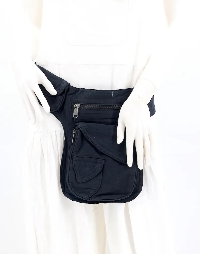 Handmade Cotton Multi-Pocket Fanny Pack Festival Hip Bag