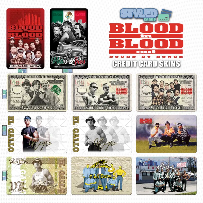 Blood in Blood Out rectangle vinyl sticker - High Quality Vinyl & UV Ink, Suitable for Personalizing Your Cards