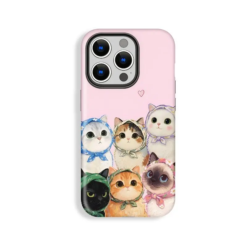 Cute Cat Pattern, Suitable for IPhone17 Pro Max, 17Pro, 16Pro, 15, 14, 13, 12. Beautiful Phone Case |     Shockproof Protective Case |     Smart Phone Case, A Gift for Girls and Boys