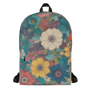 Floral Pattern Backpack with Laptop Pocket - Water-Resistant 100% Polyester, Large Inside Pocket, Front Zipper Pocket & Silky Lining, Unisex Design