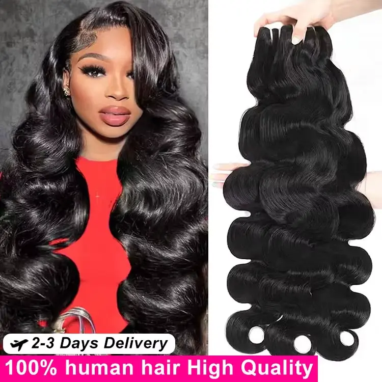 LUCKOCKOS Luxury 14A Body Wave Bundles 100% Human Hair Brazilian Virgin Weave Hair Double Weft Shed-Free 3 4 Pcs Unprocessed Wet And Wavy Bundles Raw Hair Extensions