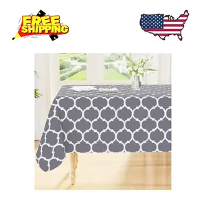 Rectangle Table Cloth, Waterproof Vinyl Tablecloths with Flannel Backing (60"x 84", Grey)
