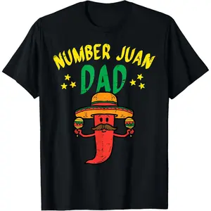 Number One Dad Mexican Fathers Day Funny Padre Juan Papa Men T-Shirt Pure Cotton Graphic Tees Menswear Top: Gifts for Men & Women