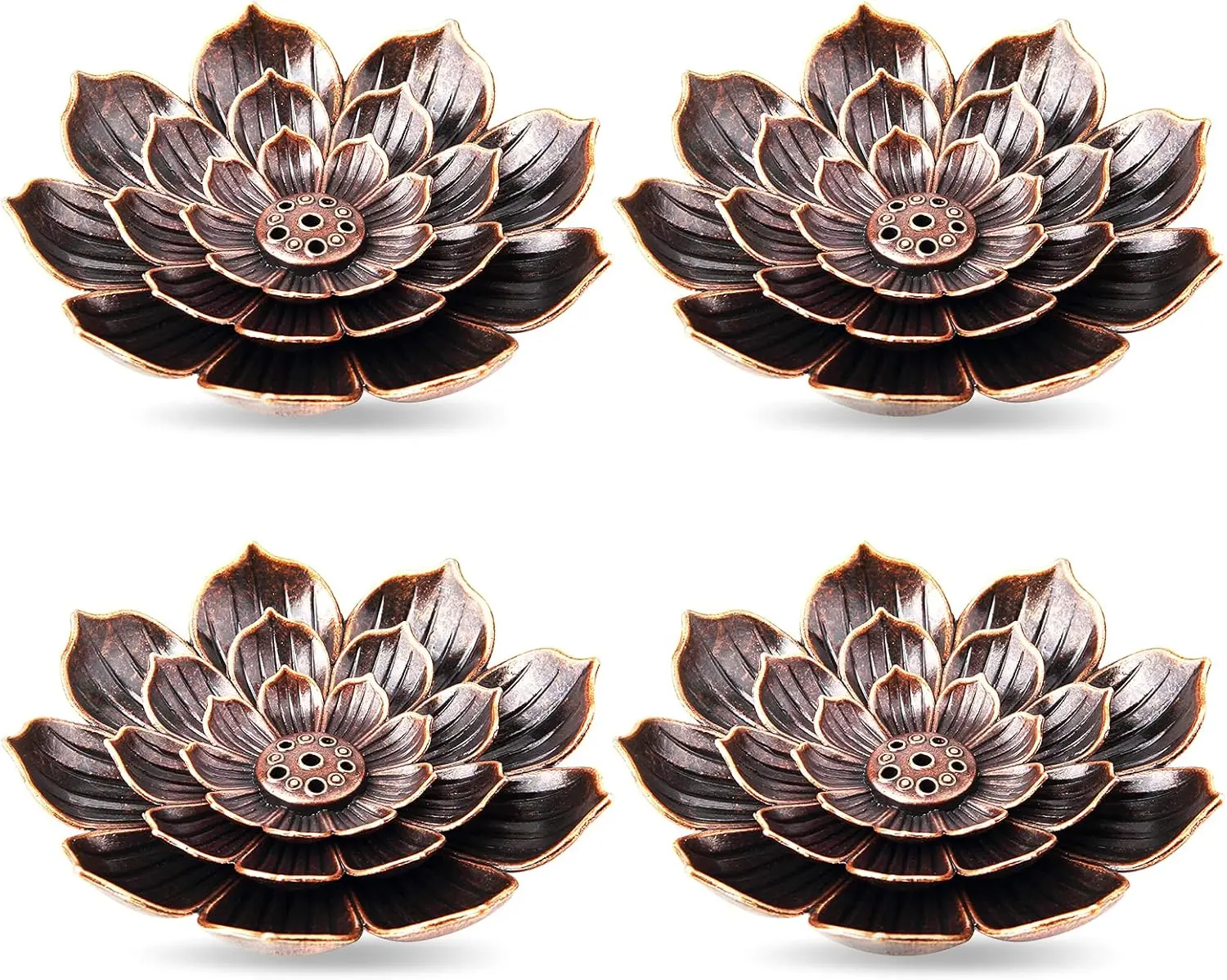 Incense Burner, Incense Holder for Sticks, Brass Lotus Incense Stick Holder and Detachable Ash Catcher 2  pack