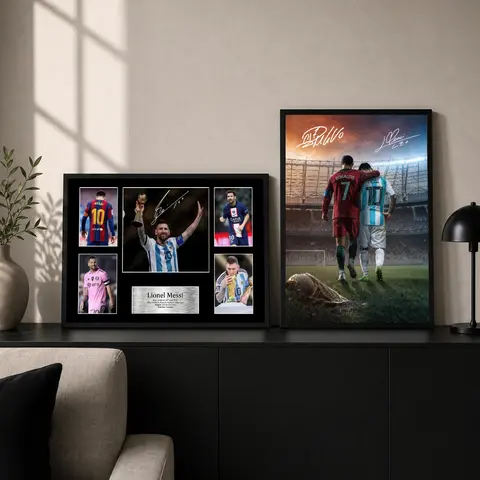 Lionel Messi Star Artistic Canvas Print Poster - Metal/Wood Football Art, Room Wall Art, Soccer Fan Gift for Dorm & Home Office Decor