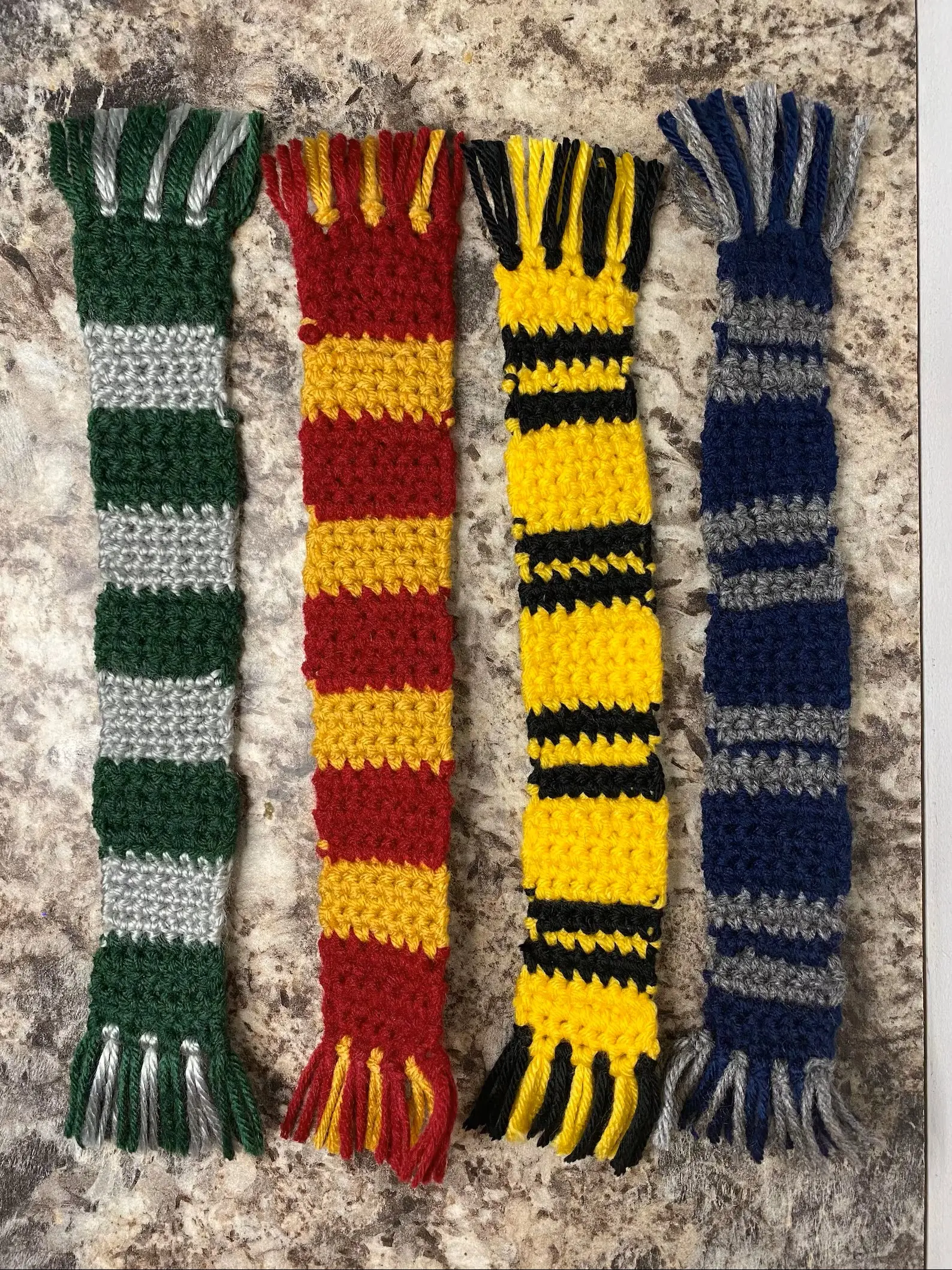 Crochet Harry Potter Items - Liquid Luck Potion, Love Potion, Golden Snitch Keychain, House Scarf Bookmarks