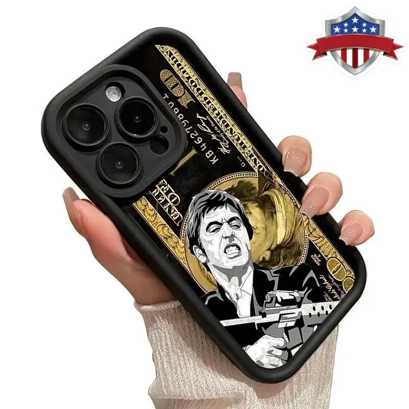Money Scar Face Pattern Silicone-Plastic Casing for iPhone 17,16,15,14 Pro Max,13,12,11,Air,XR,XS Plus - Flexible Fit, Shockproof Drop, Anti-Drop, Non-Slip, Military-Grade Protection Cellphone Accessory Cover