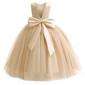 GETWISH Flower Girls Tulle Dress Formal Wedding Guest Bridesmaid Pageant Birthday Party Holiday Ball Gown Elegant Sleeveless Princess Girls Clothing