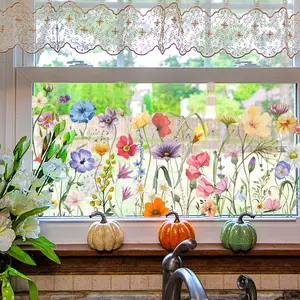 A (30*60cm) colored flower cluster spring window sticker with electrostatic adsorption for glass windows, home decoration and beautification, Decorative Decal, D10263