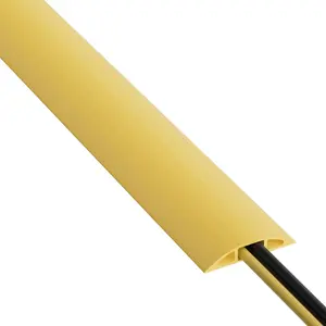 6ft Floor Cord Cover, Floor  Protector, Extension Cord Cover, Protect Wires &   Trips,  Management Solution - Cord Cavity = 0.63" (W) x 0.31" (H) - Safety Yellow
