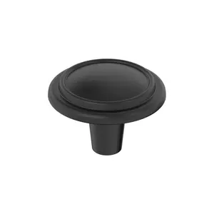 212 MAIN Matt Black Zinc Hatfield Type Round Cabinet Knob, 1.25x0.875 in., Everyday Basics Series