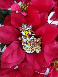 Jewel #15| Fursona Pin Pirate Fox Adopt- Colorful Sea Canine / White Yellow / Furry Creature/ Enamel pin