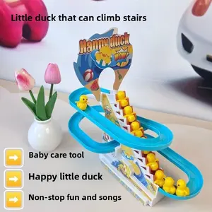 Duck Climbing Stairs Track Toy Set, Kids Home Entertainment, Party Performance Props, Automatic Upstairs Cycle Slide, Sound Light Interactive Toy