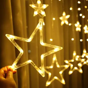12 Stars 138 LED Christmas Star Lights, Curtain String Lights Plug In for Bedroom Wall Decor with 8 Modes, Waterproof Hanging Window Lights For Winter Wonderland Christmas Decorations (Warm White) Ornaments
