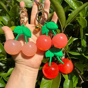 New Gifts Pink Red Cherry Bag Charm Keychain