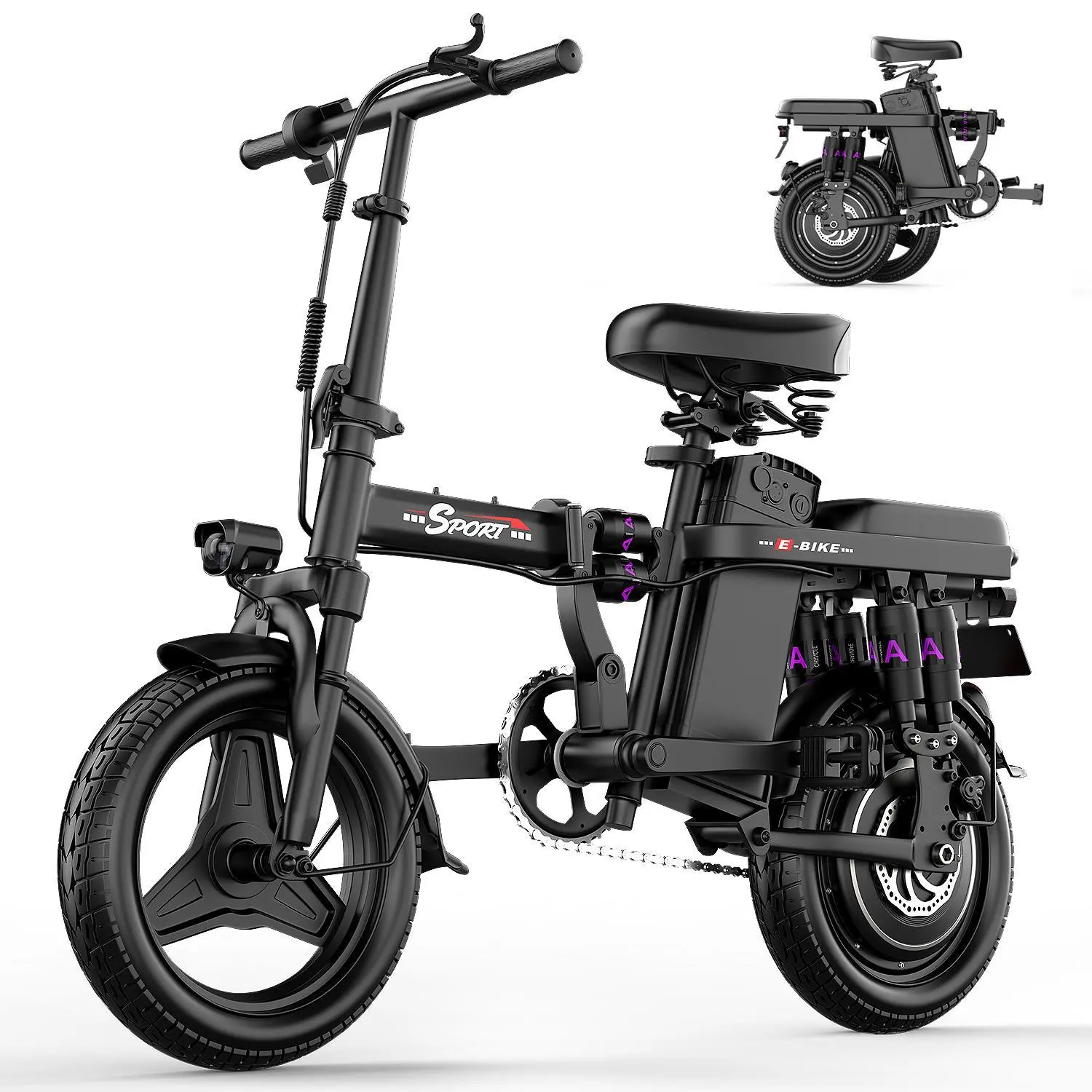Electric Bike for Adults, 1200W Motor, 48V 15AH Removable Battery, MAX Speed 25MPH, 24-40Miles Long Range Commuting Ebike, Dual Disc Brakes, Lightweigh 14" Folding Electric Bicycle for Women Men