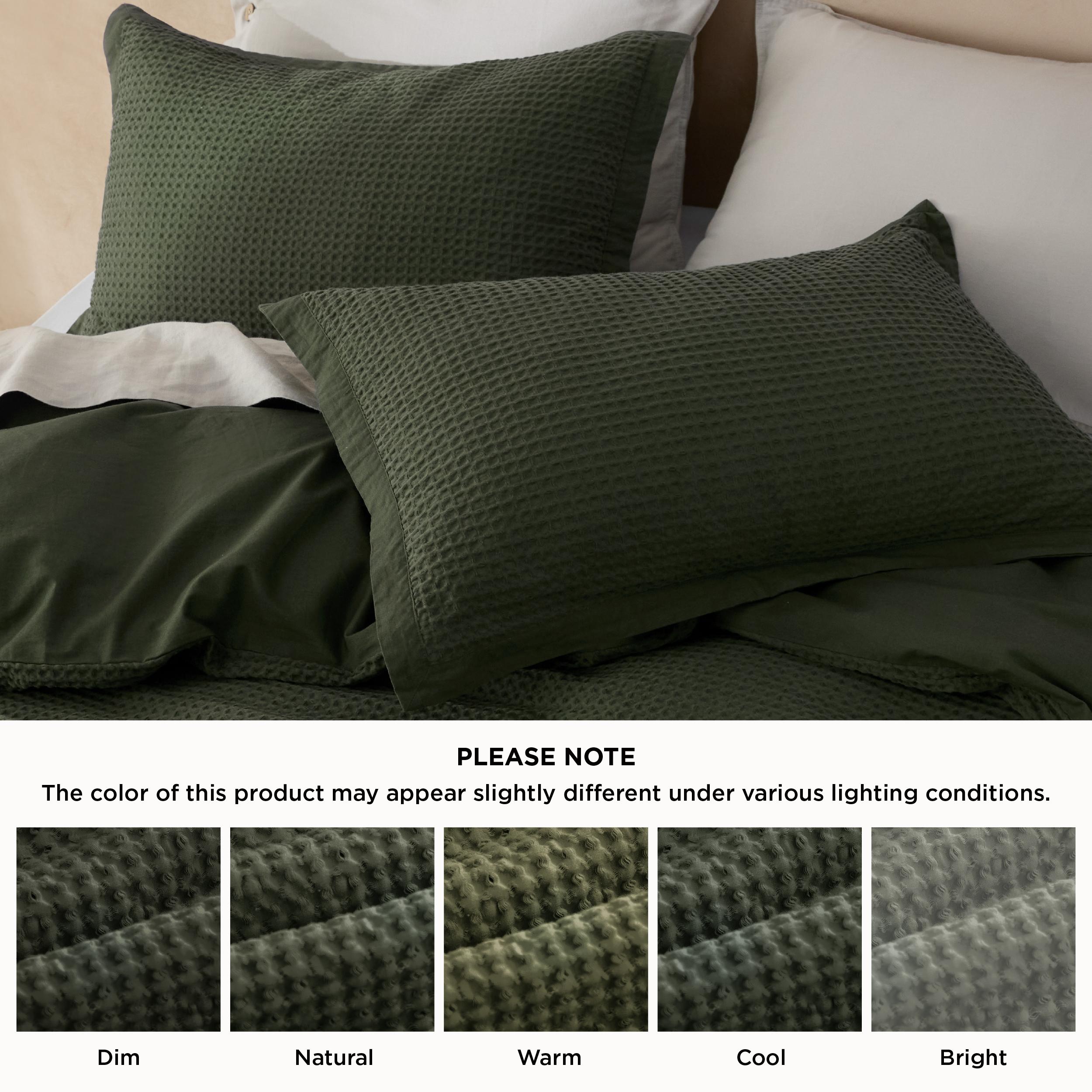 Bedsure Cotton Duvet Cover Set,Moody Color, 100% Cotton Waffle Weave Duvet Cover, Pure Woven Breathable Bedding Set for All Season, 3 Pieces