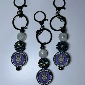 Support Law Enforcement Beaded Keychain