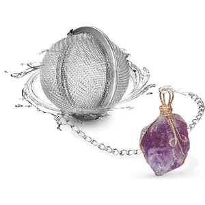 Raw Crystal Tea Infuser by New Moon Beginnings - Loose Leaf Tea Steeper - Cute Tea Strainer - Rough Crystal Tea Ball - Raw Stone Tea Steeper - Tea Lover Gift