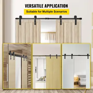 VEVOR Sliding Gate Hardware Kit, 10 Feet Gate Kit, 330 lbs Load-Bearing Double Gate Hardware Kit, Carbon Steel Gate Track, Suitable for Gates with 1.37- 1.77inch Thickness and 5 Feet Wide Panels