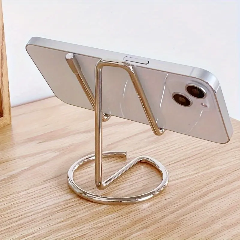 1pc Simple Metal Mobile Phone Bracket, Luxurious Modern Simple  Lazy Desktop Flat Base, Cellphone Holder, Phone Mount