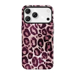 Pink Leopard Print Phone Case for Girls iPhone 17 ProMax 17Air 16Pro 15 14 Shockproof Textured Anti Fall Protective Cover