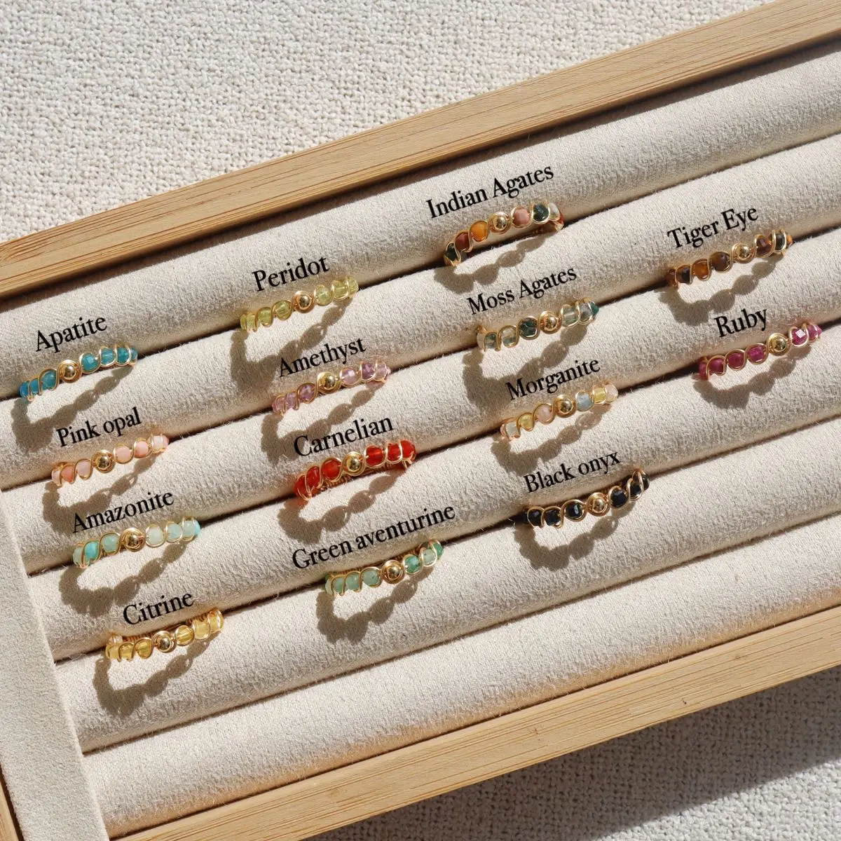 Custom Dainty Crystal Rings | Wire wrapped rings | cute Beaded ring | twisted ring