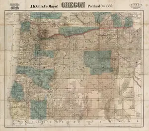 1889 New Sectional, Township, & County Map of Oregon