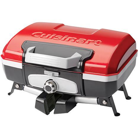 Cuisinart Petit Gourmet Portable Tabletop Outdoor LP Gas Grill in Red/Black