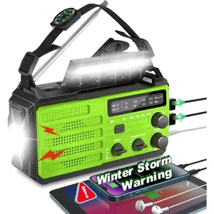 Emergency Radio Solar Powered Radio 22200mWh Weather Radio AM/FM Hand Crank Radio with Hand Crank Flashlight SOS Alarm, Compass, Preparedness Items Winter Storm Radio for Survival