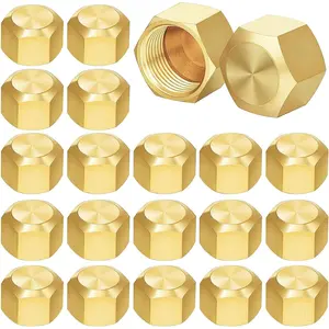100 Pcs 3/8 Inch Brass Compression Cap Stop Valve Cap Flare Tube Gas Line cover Pipe Fittings Brass Compression Fitting