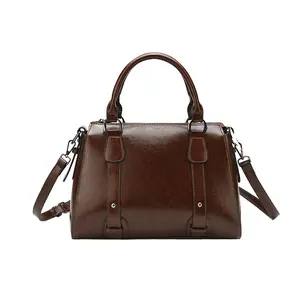 F06-【Genuine leather】 Boston women's bag large capacity shoulder crossbody bag F06-【Genuine leather】 Boston women's bag large capacity shoulder crossbody bag