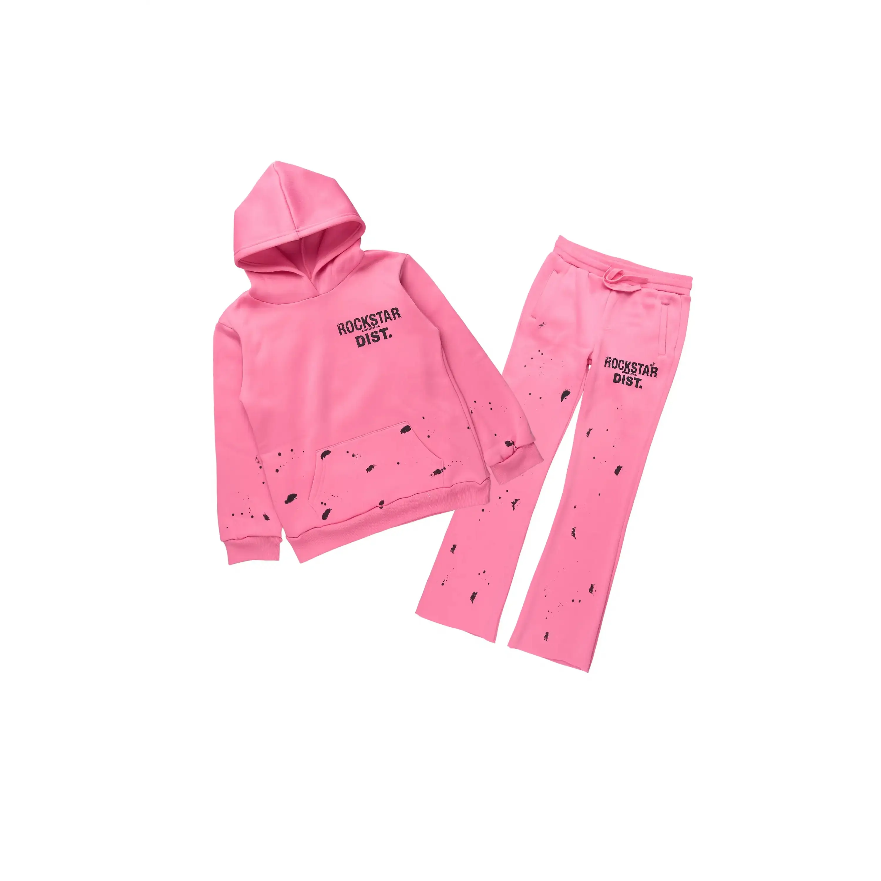 Girls Hadley Bubble Gum Hoodie Stacked Flare Track Set